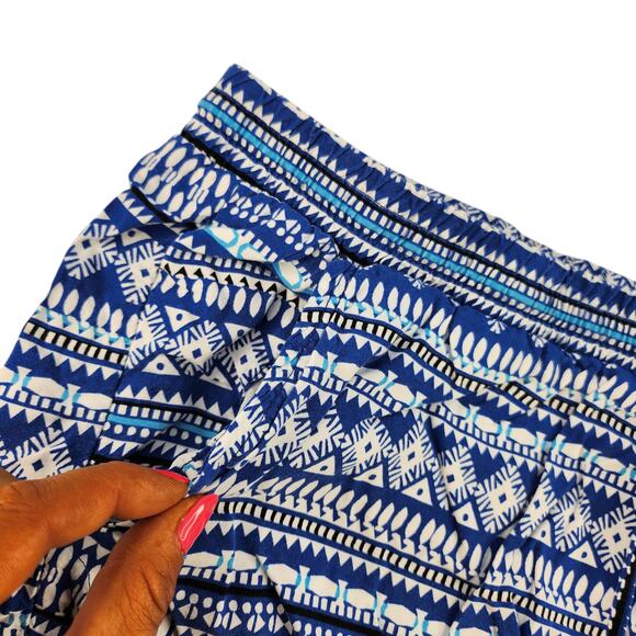 Old Navy Shorts Womens XL Blue White Geometric Boho Pull On Elastic Waist Beads - Picture 6 of 11